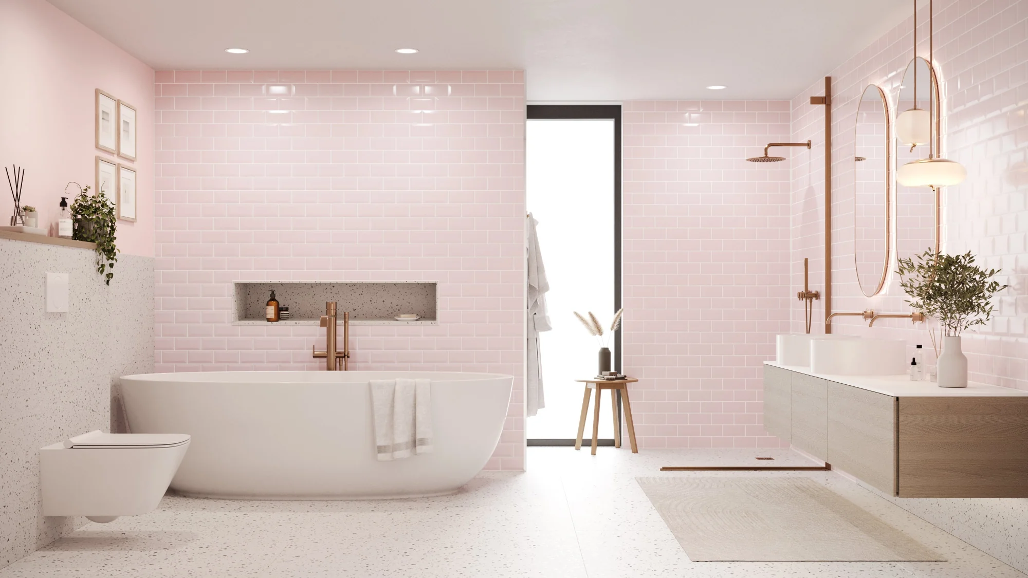 Bevel Metro Tile Pastel Pink (150mm x 75mm) - Image 3