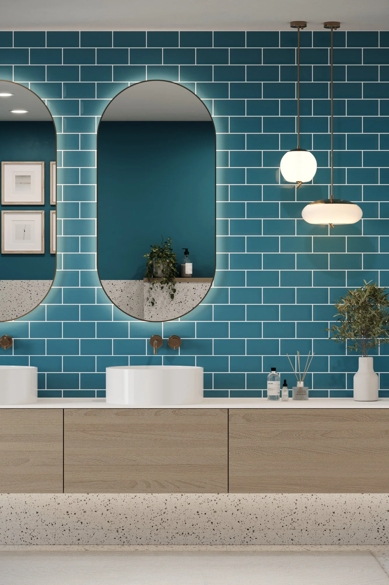 Bevel Metro Tile Teal Blue (150mm x 75mm) - Image 2