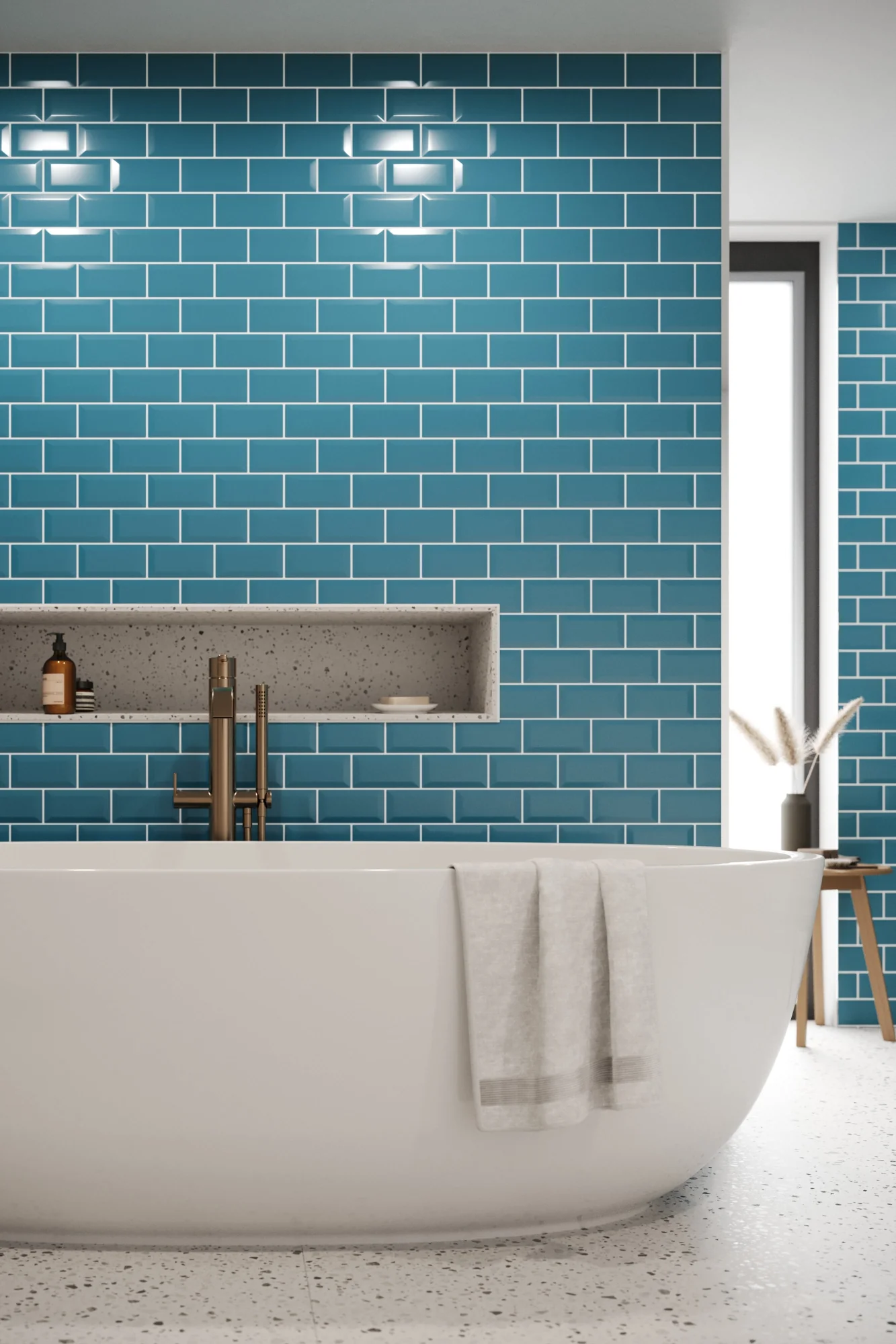 Bevel Metro Tile Teal Blue (150mm x 75mm) - Image 3