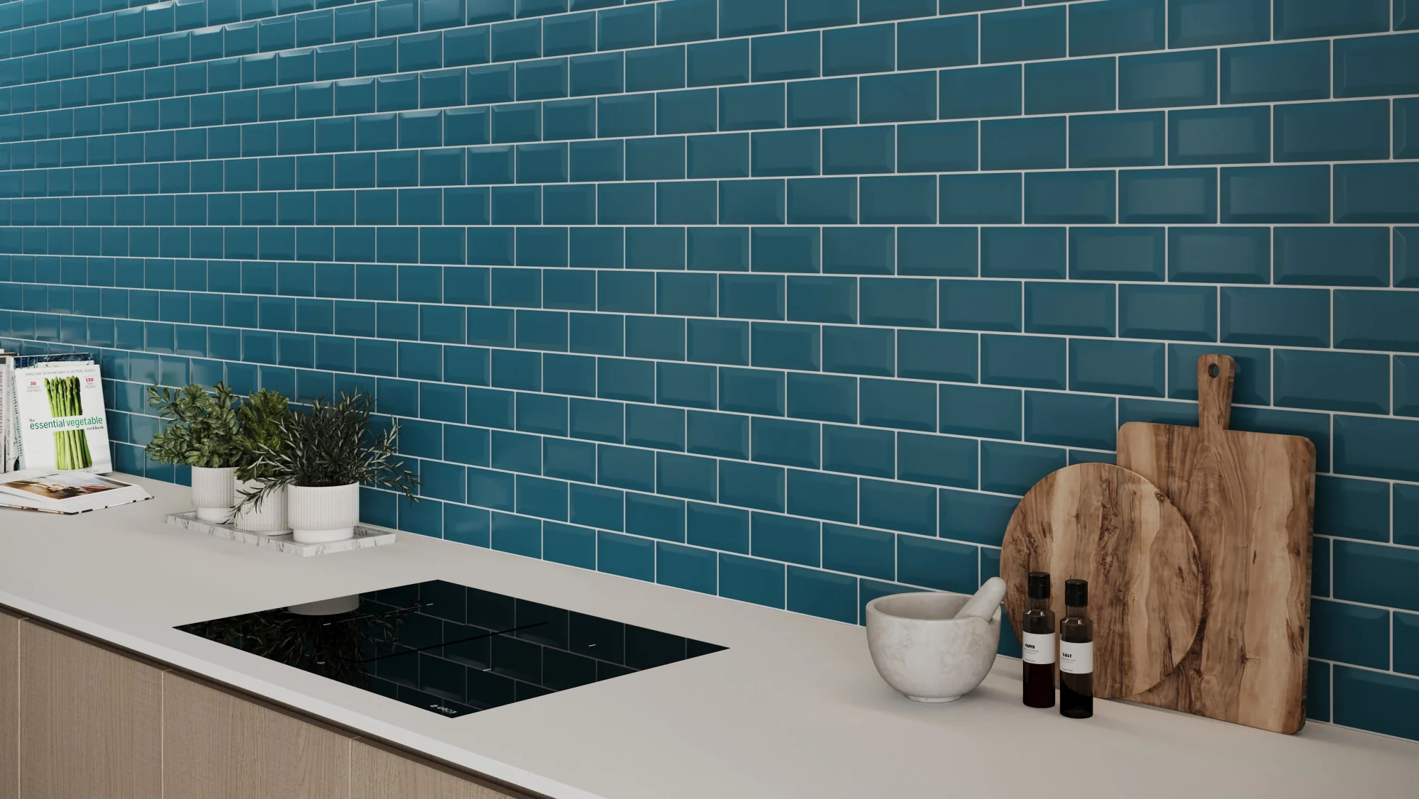 Bevel Metro Tile Teal Blue (150mm x 75mm) - Image 4