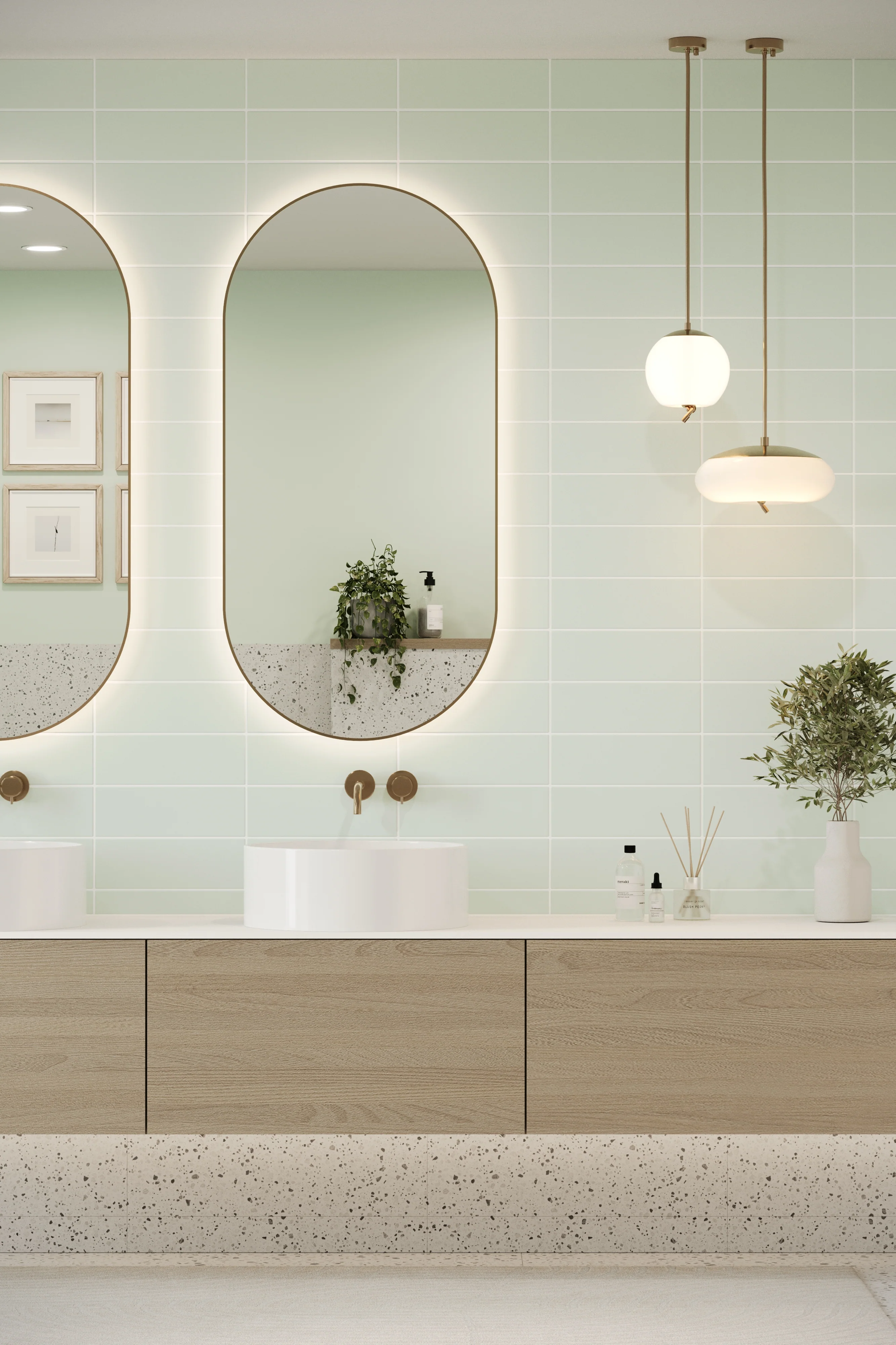 Flat Metro Large Linear Tile Glass Green (300mm x 100mm) - Image 5