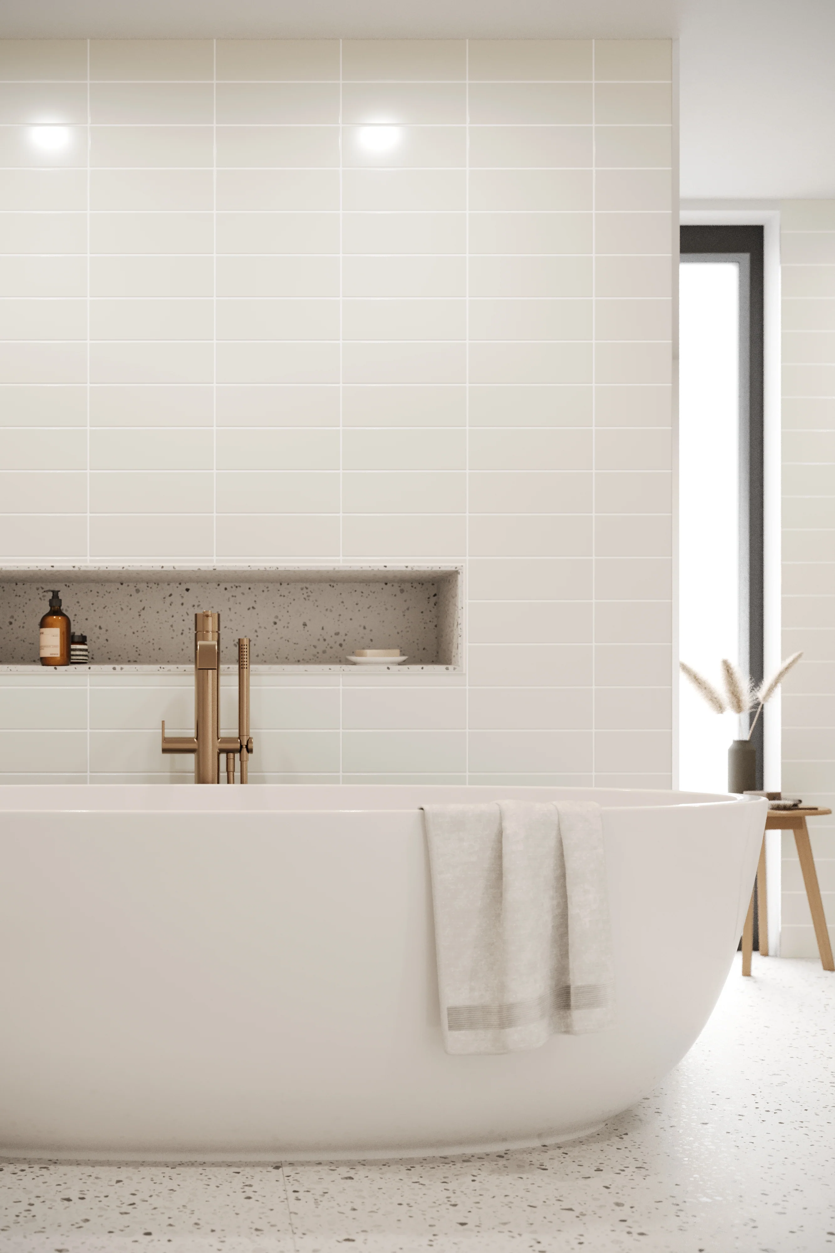Flat Metro Large Linear Tile Light Grey (300mm x 100mm) - Image 3