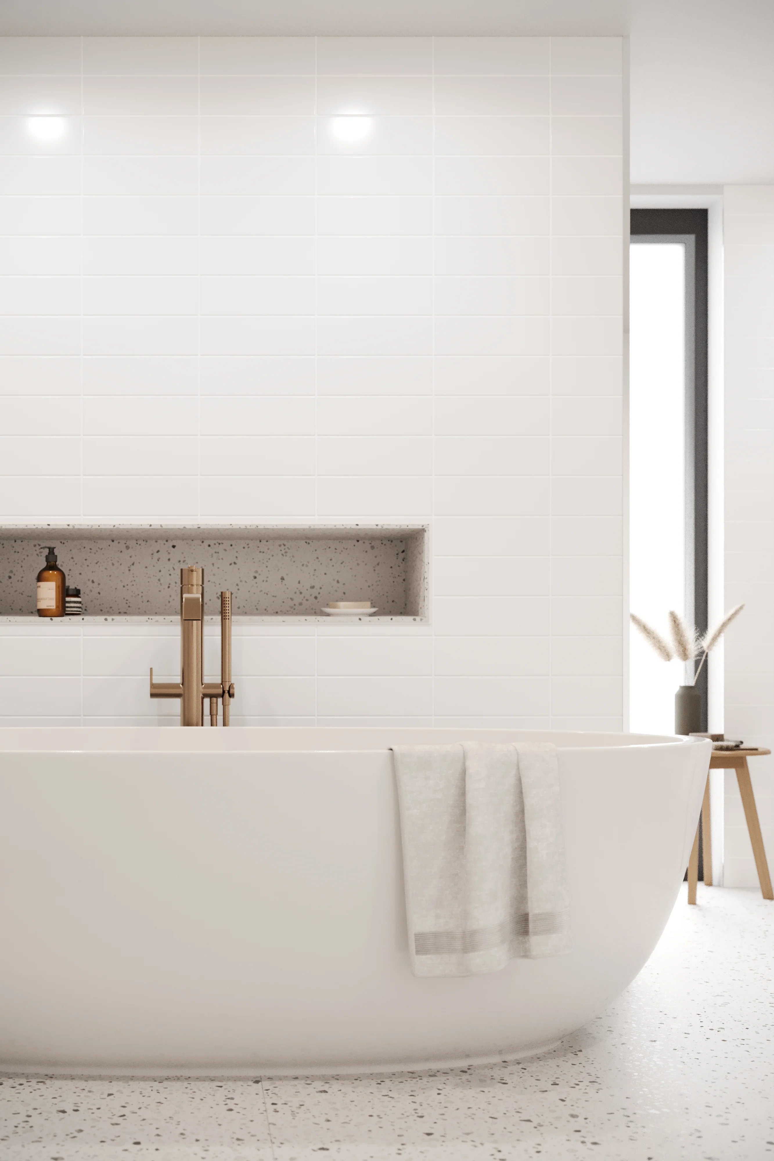 Flat Metro Large Linear Tile White (300mm x 100mm) - Image 4