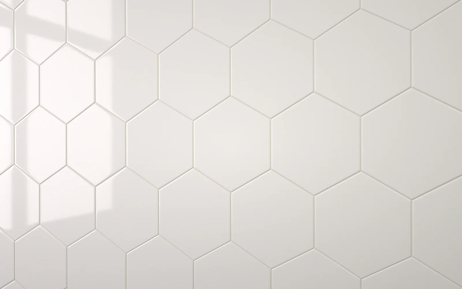 Sample: Hexagon White With Light Grey Grout