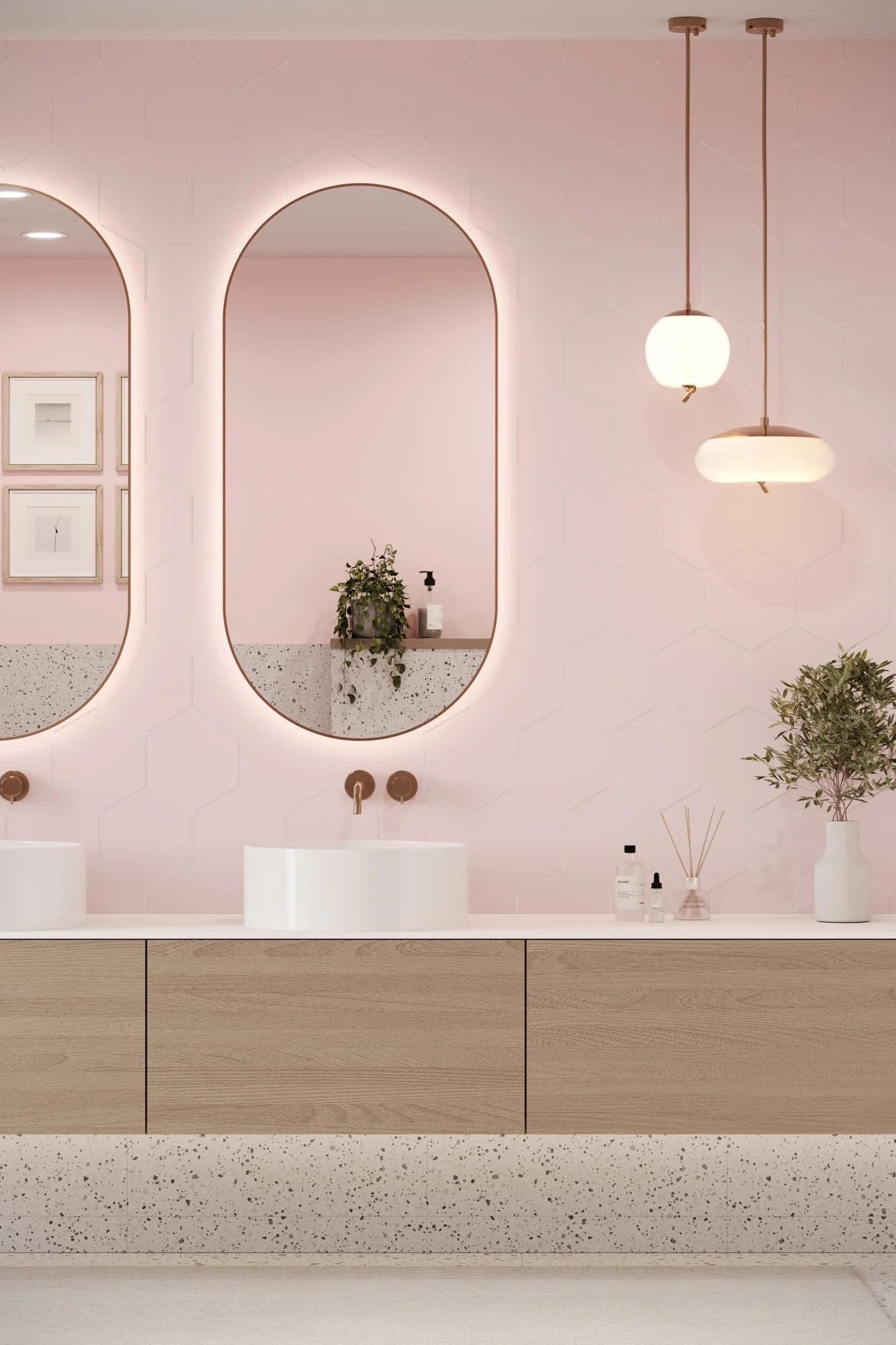 Hexagon Pastel Pink (160mm x 185mm) - Image 2