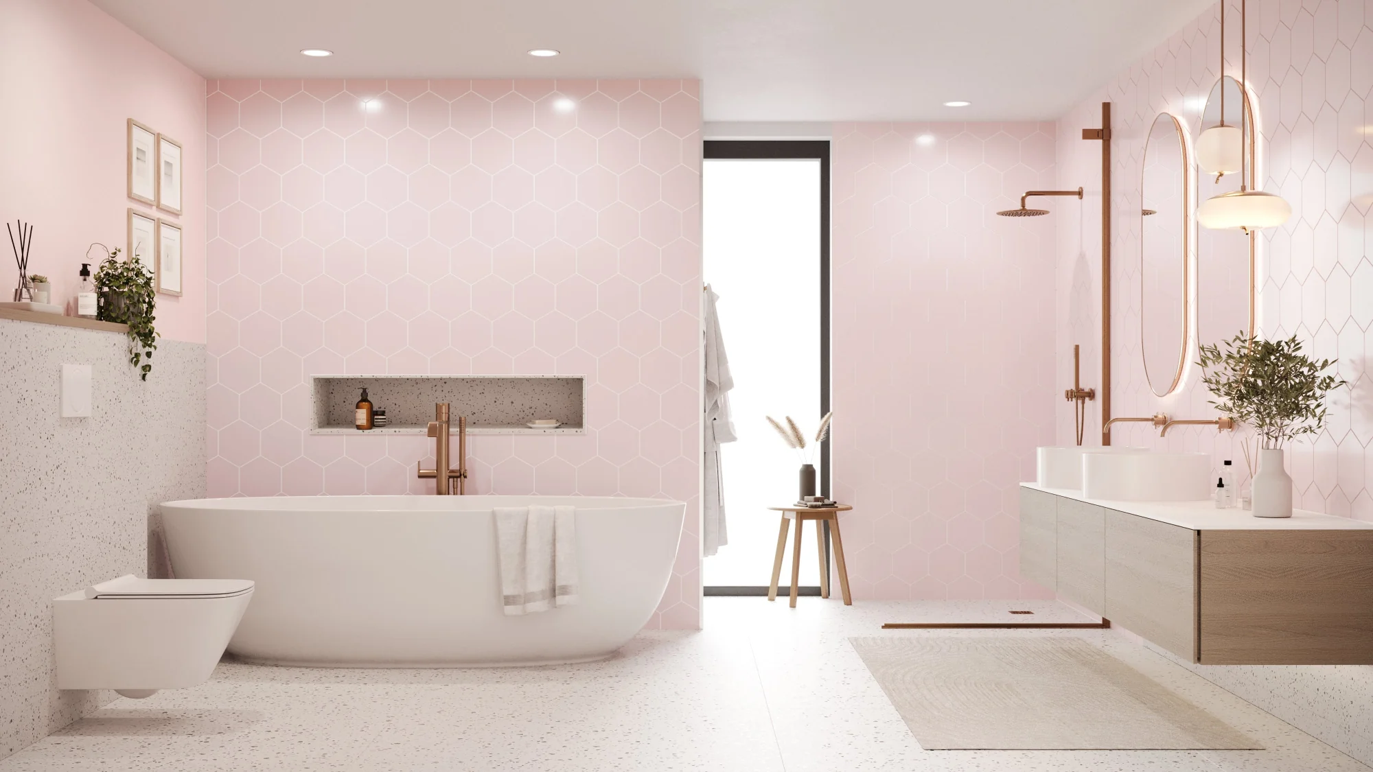 Hexagon Pastel Pink (160mm x 185mm) - Image 3