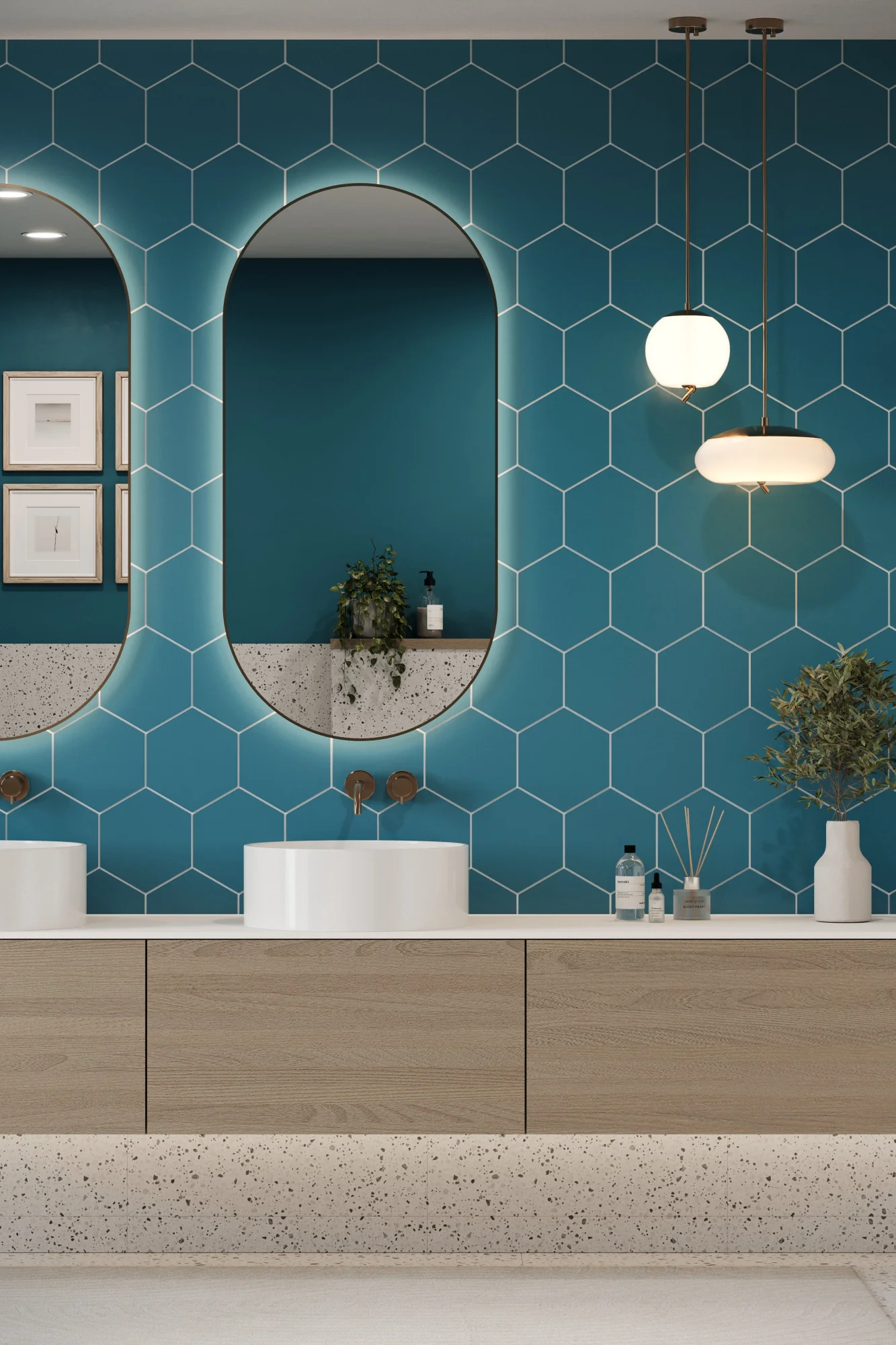 Hexagon Teal Blue (160mm x 185mm) - Image 2