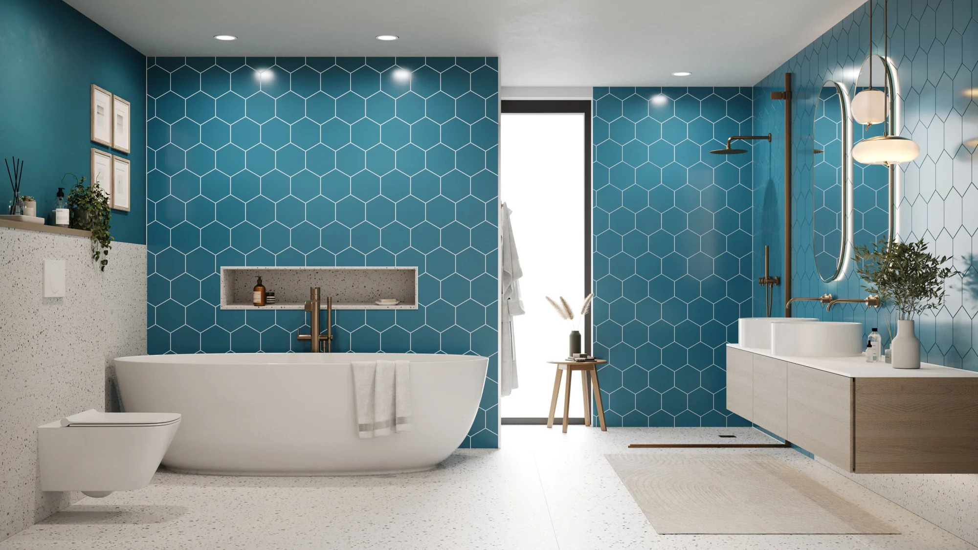 Hexagon Teal Blue (160mm x 185mm) - Image 3