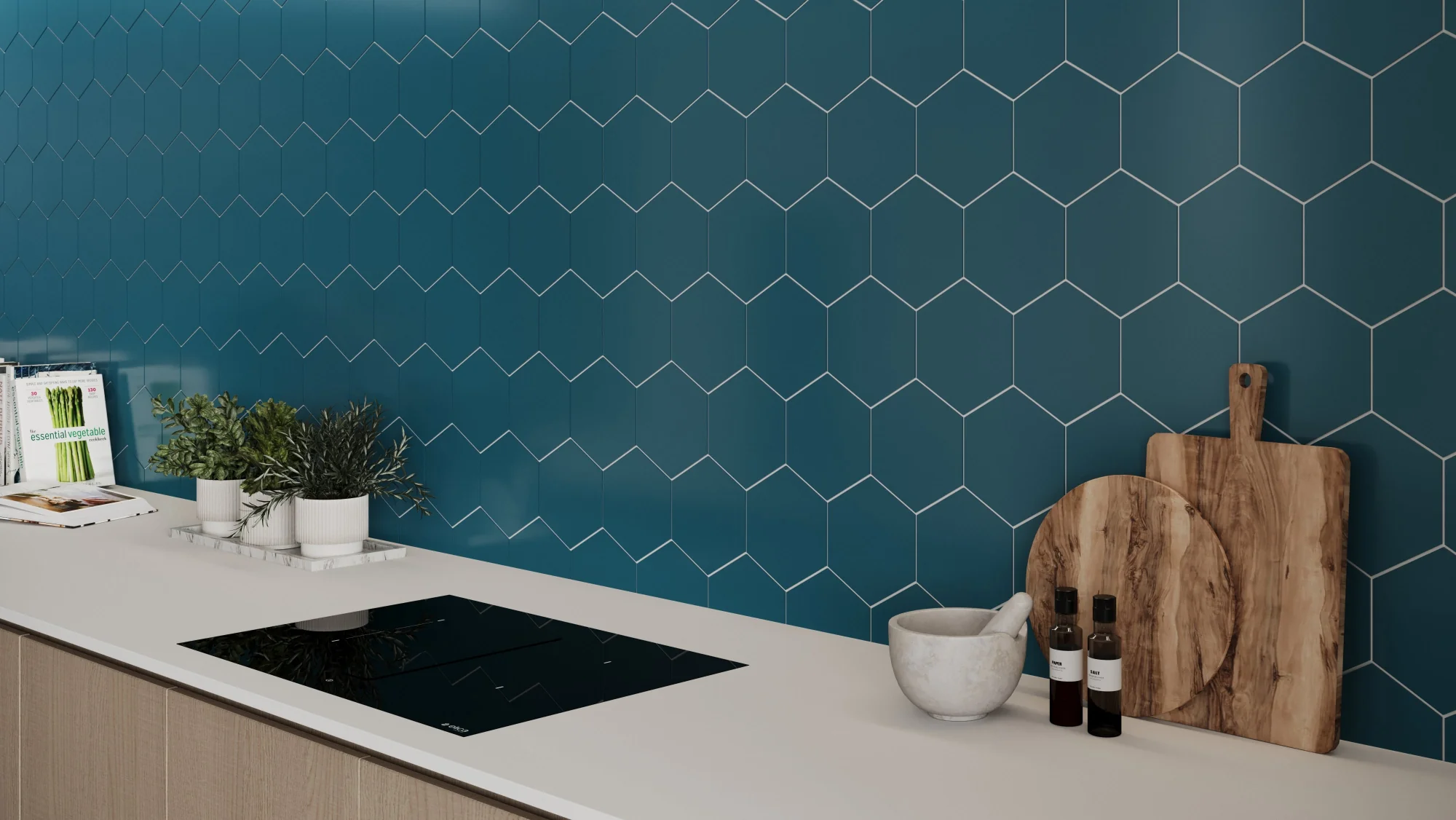 Hexagon Teal Blue (160mm x 185mm) - Image 4