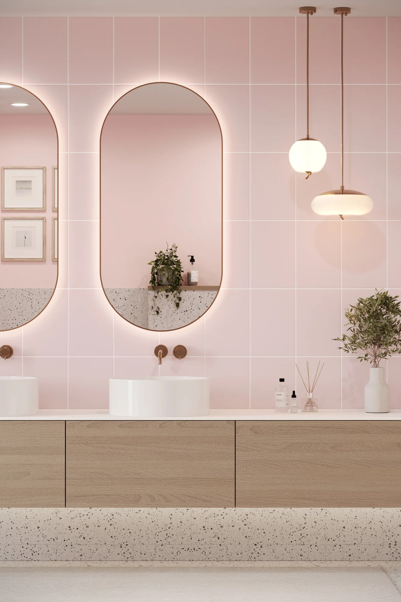 Large Tile Pastel Pink (300mm x 200mm) - Image 2
