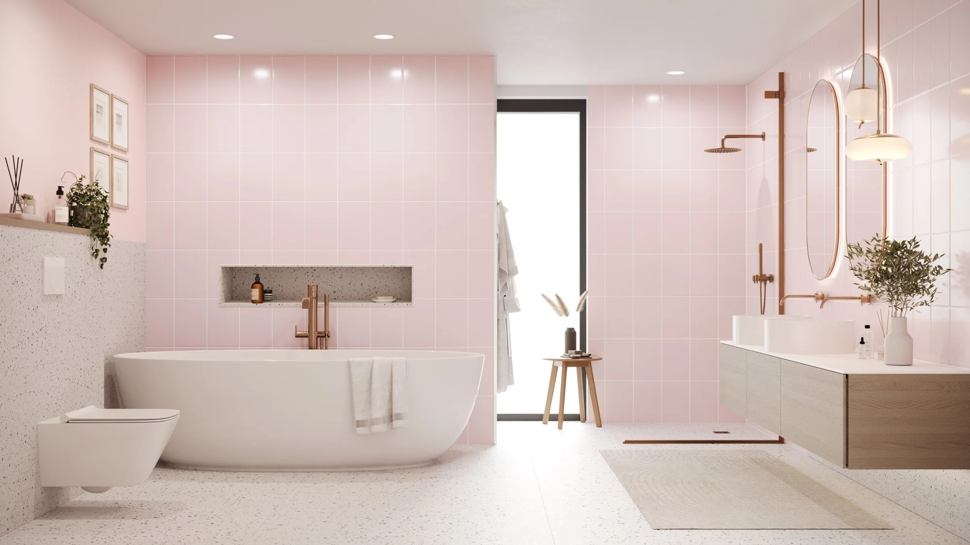 Large Tile Pastel Pink (300mm x 200mm) - Image 4