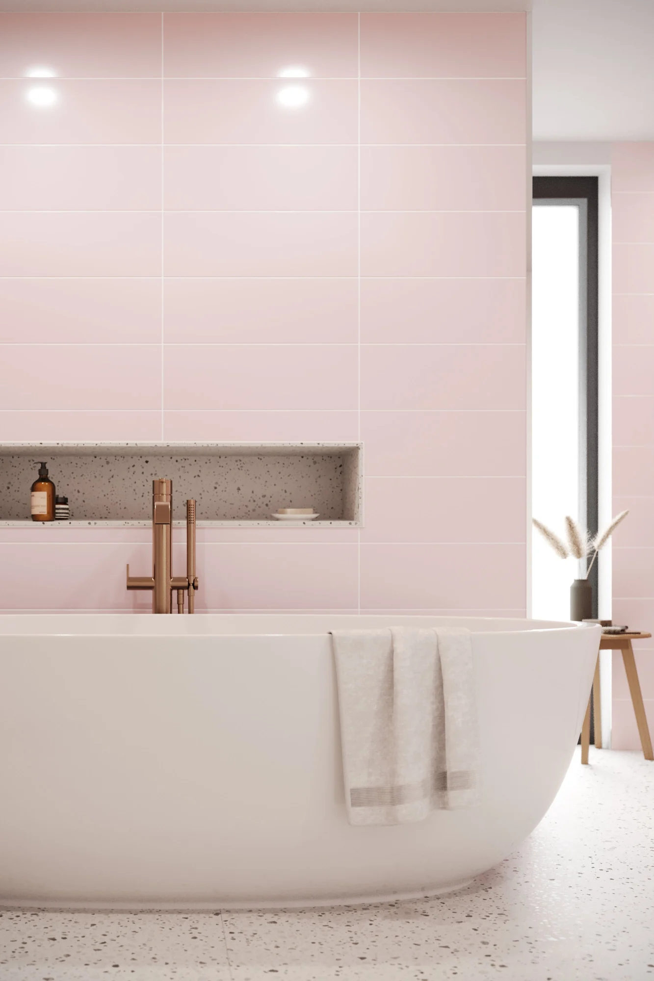 Metro Long Tile Pastel Pink (600mm x 200mm) - Image 3