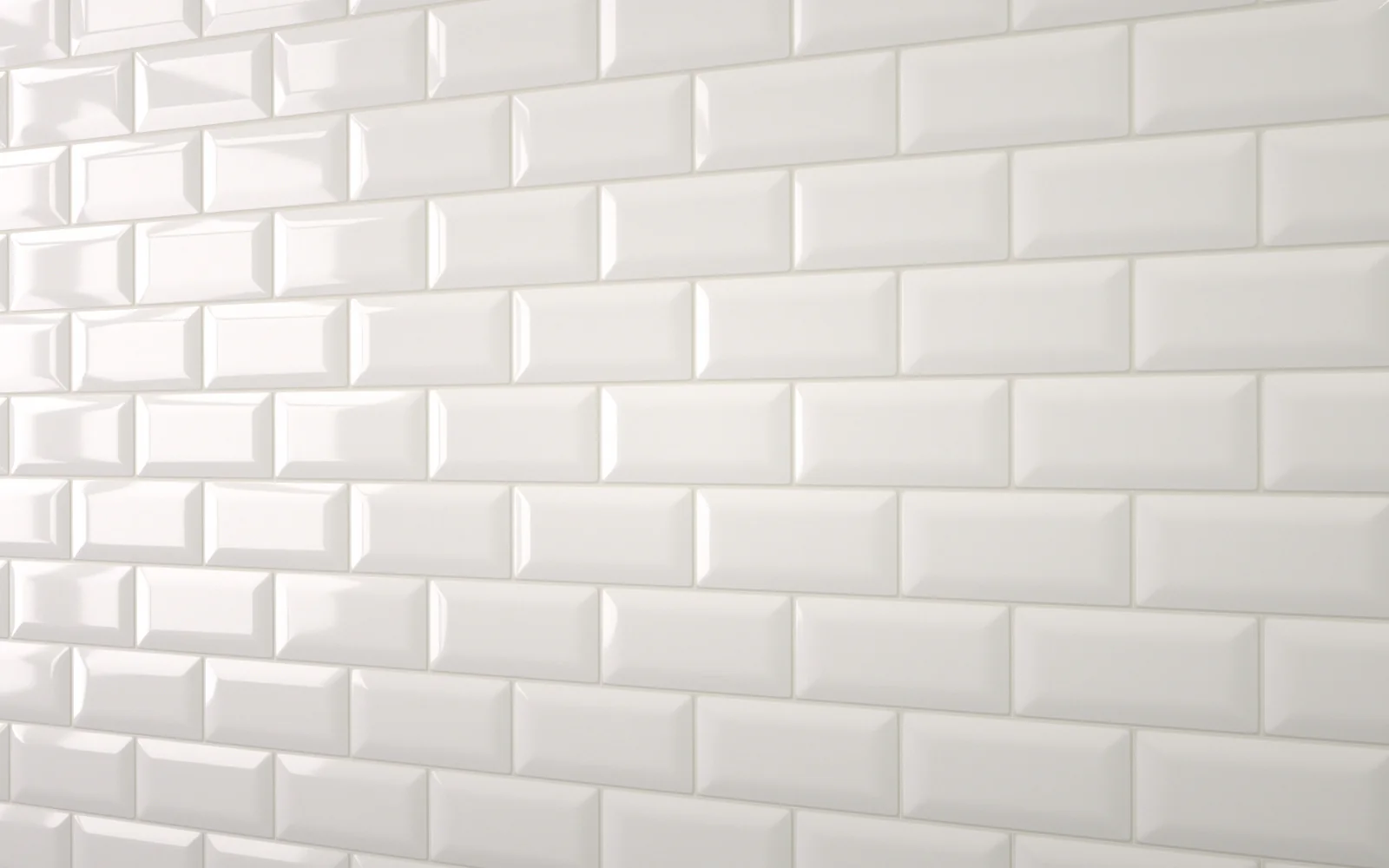 Sample: Bevel Metro Tile Landscape White With Light Grey Grout