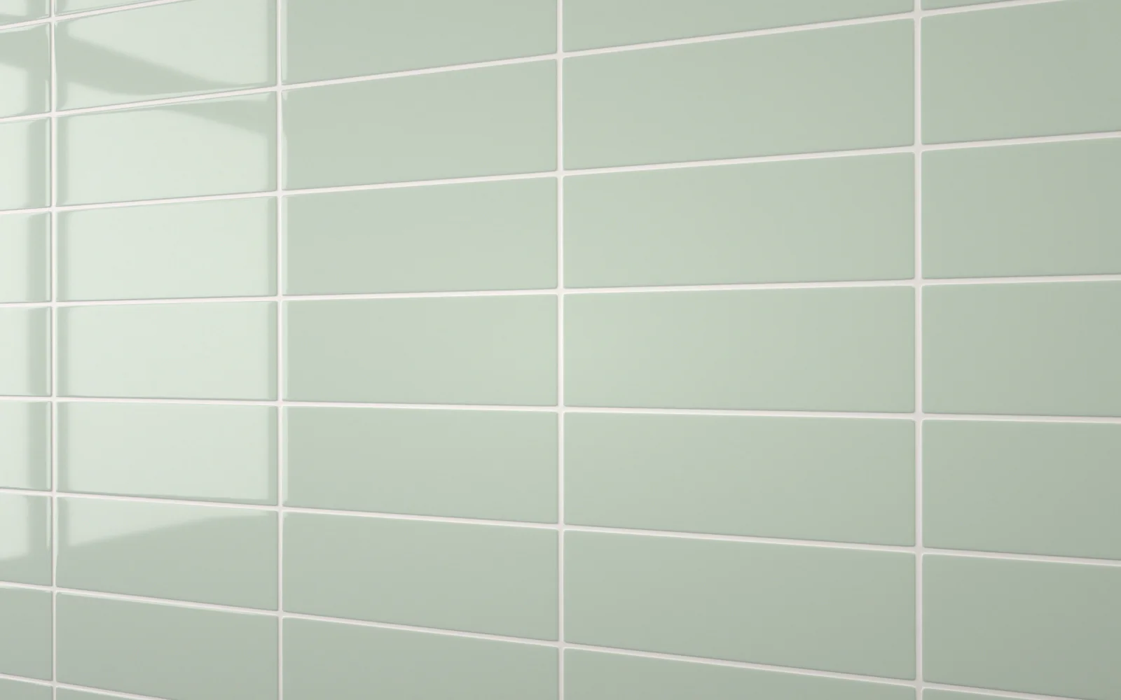 Flat Metro Large Linear Tile Glass Green (300mm x 100mm)